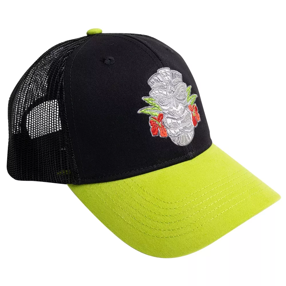 Easter Island Tiki Man Cap - Black/Green Snapback