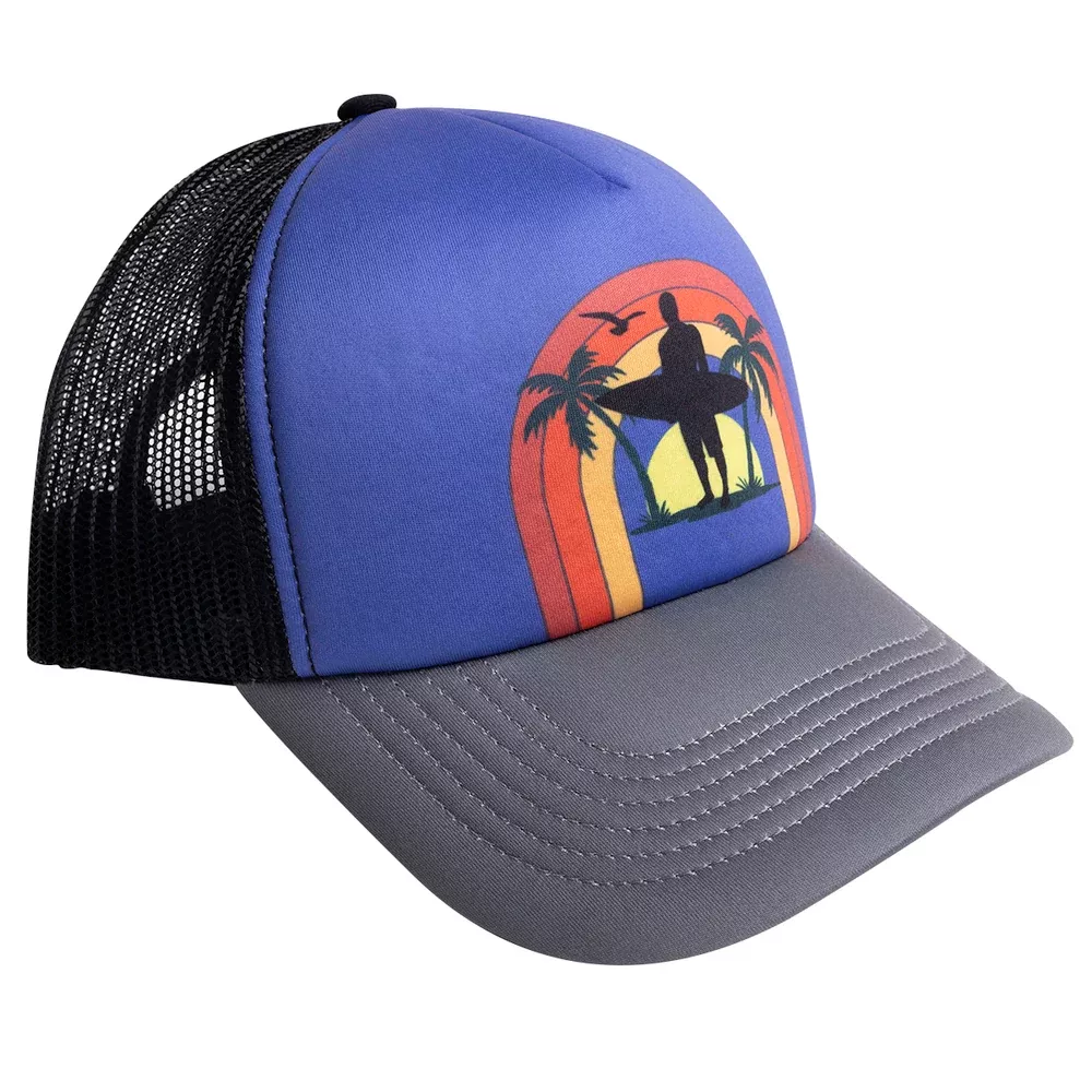EICAPSURFE Sunset Surfer Cap - Purple Cotton Mesh Back Snap Adjust