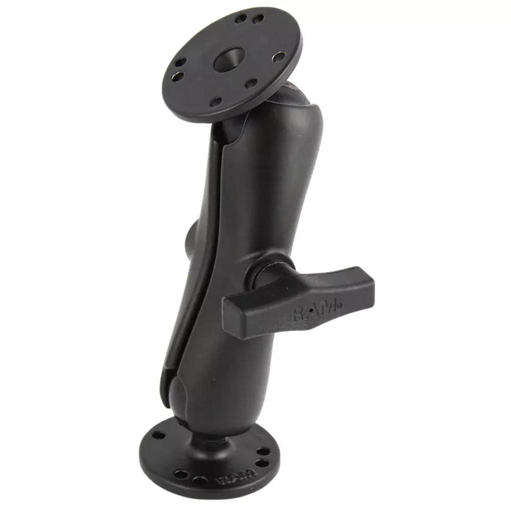 RAM Mount 1.5" Ball Double Socket Arm w/2 2.5" Round Bases - AMPs Patt